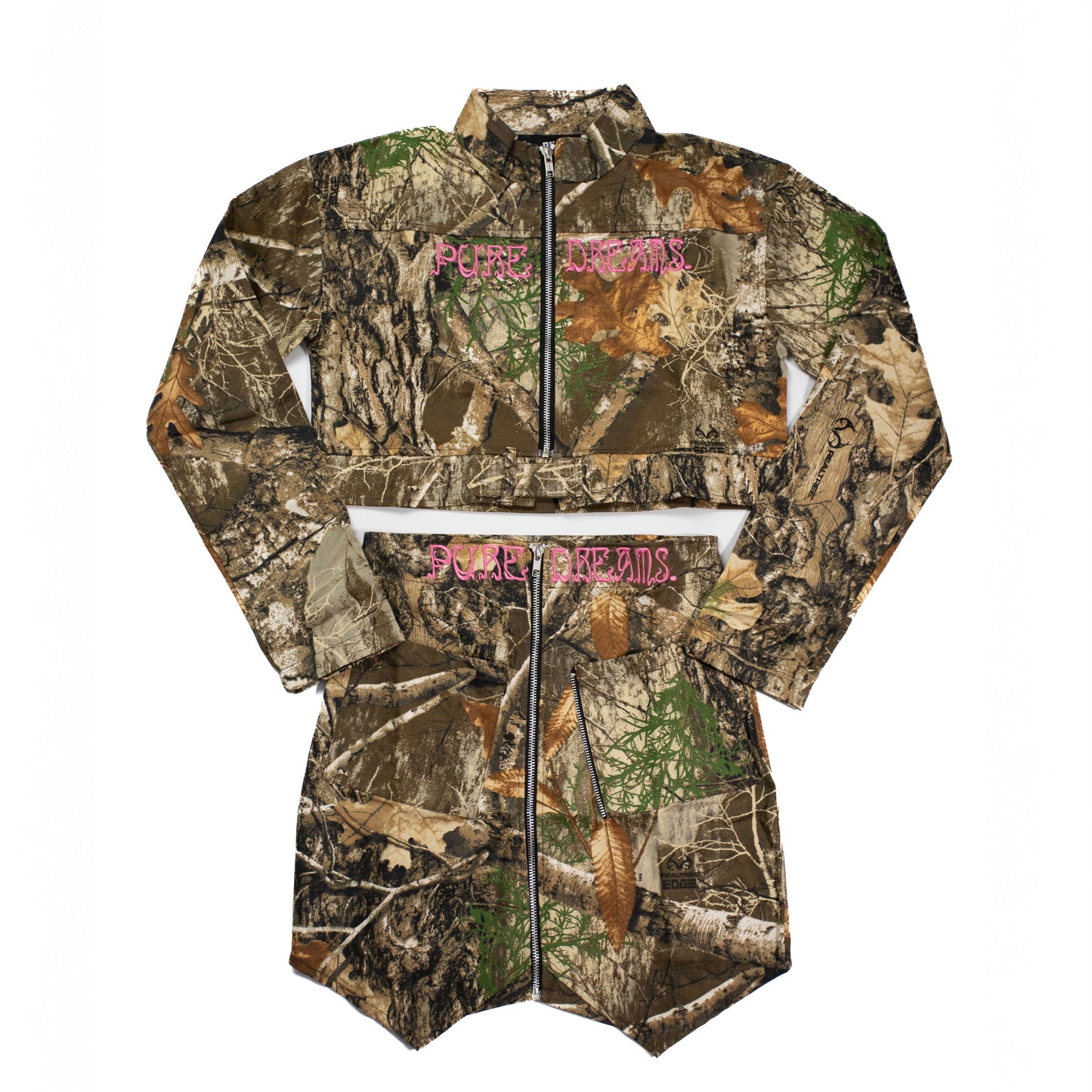 Pure Dreams Cropped Jacket & Skirt Set - Camo Gold Pink Splasher (Women's)