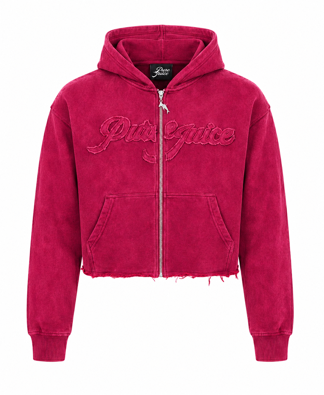 Hot Red Pure Compass Crop Zip Hoodie