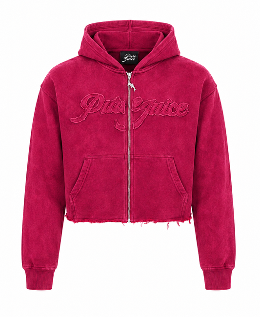 Hot Red Pure Compass Crop Zip Hoodie