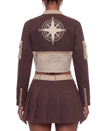 Mocha Brown Denim Compass Jacket - Made to order