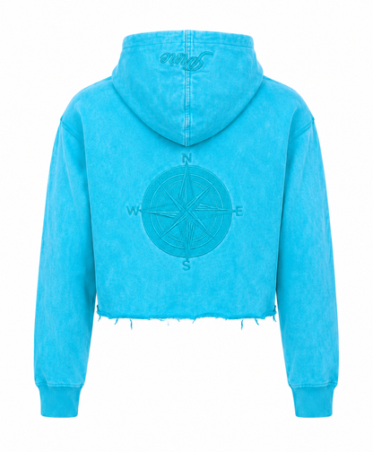 Cool Bluu Pure Compass Crop Zip Hoodie