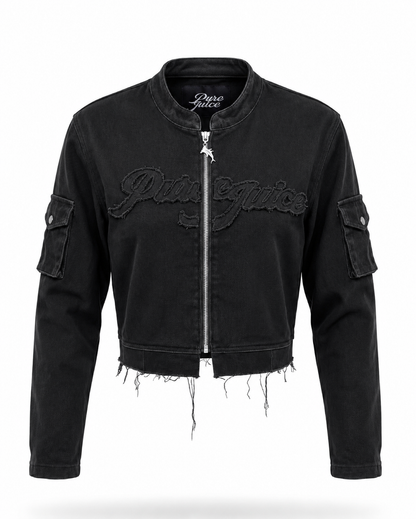Black Denim Compass Jacket - Made to order