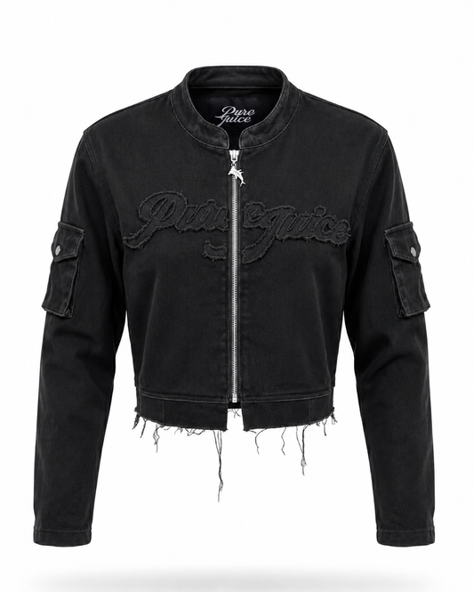 Black Denim Compass Jacket - Made to order