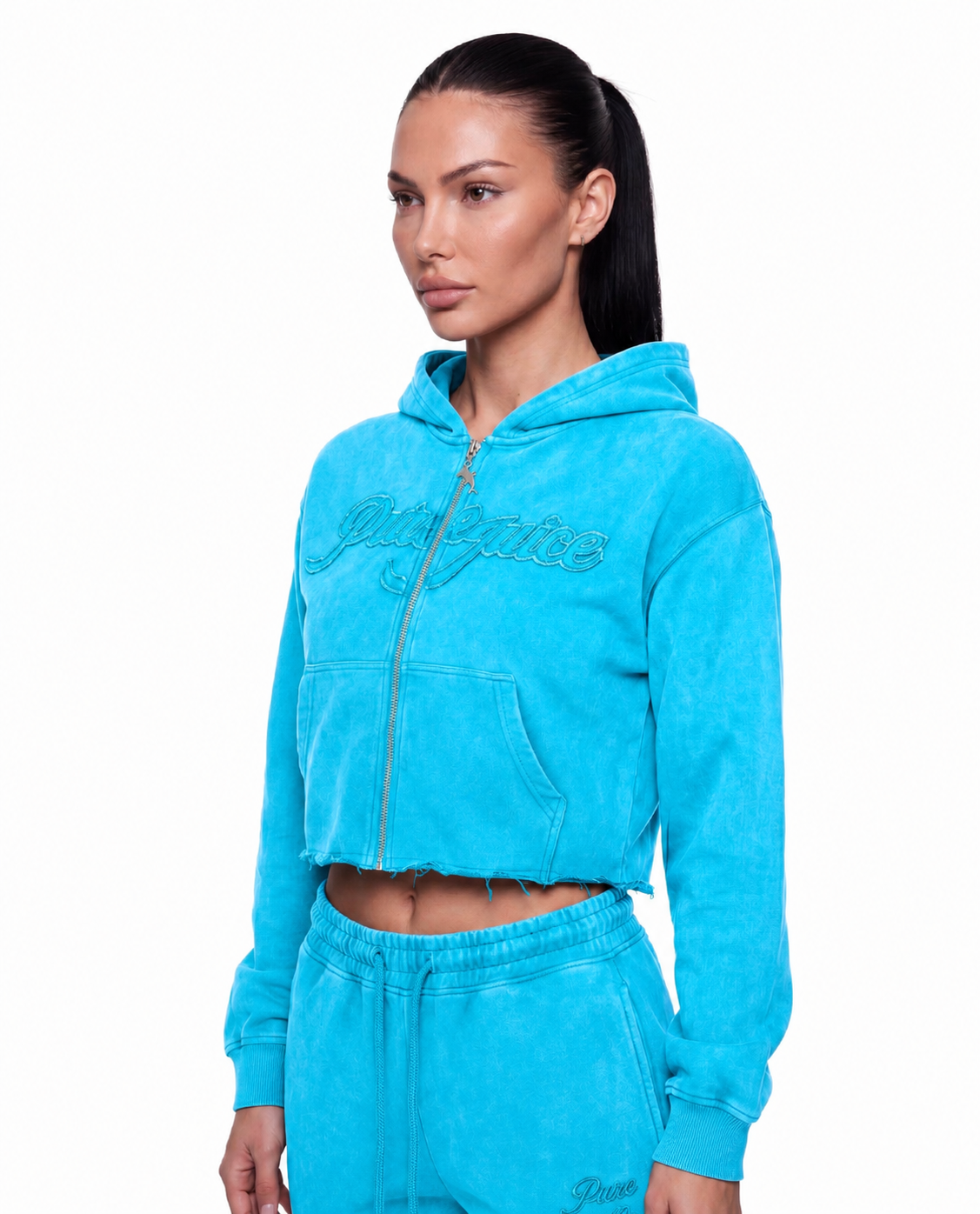 Cool Bluu Pure Compass Crop Zip Hoodie