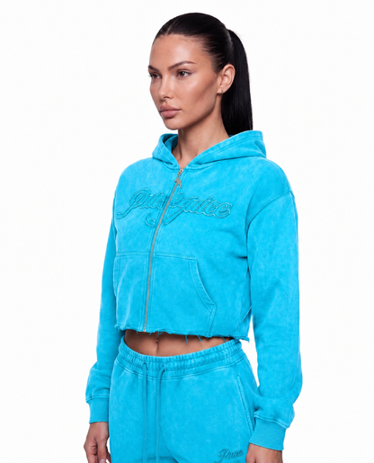 Cool Bluu Pure Compass Crop Zip Hoodie
