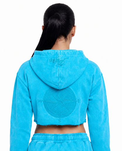 Cool Bluu Pure Compass Crop Zip Hoodie