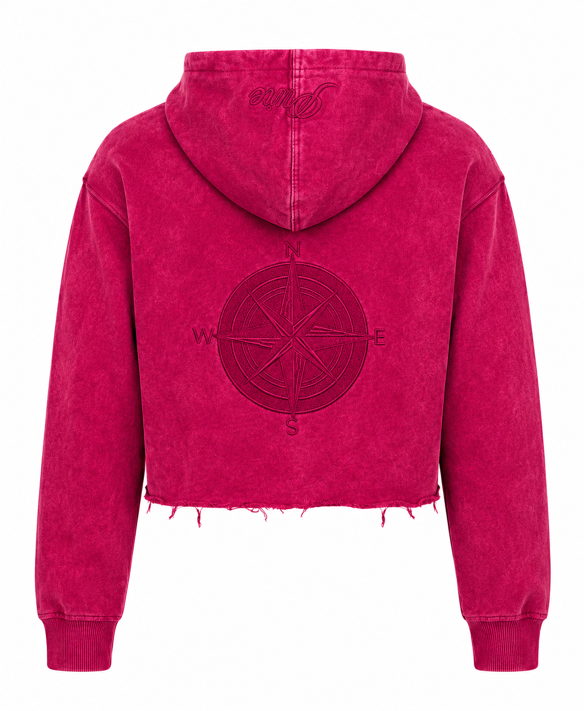 Hot Red Pure Compass Crop Zip Hoodie