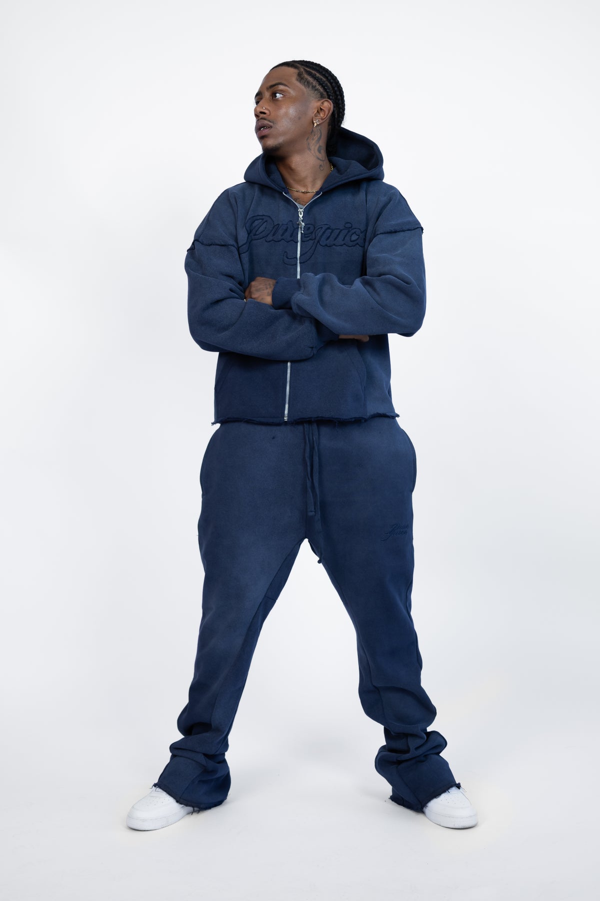 Navy Wash Pure Compass Hoodie