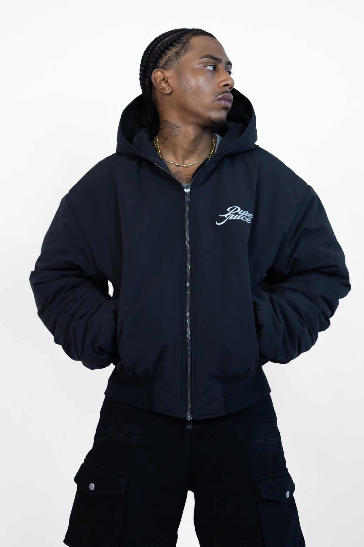 P PUFFER JACKET (Unisex) - BLACK