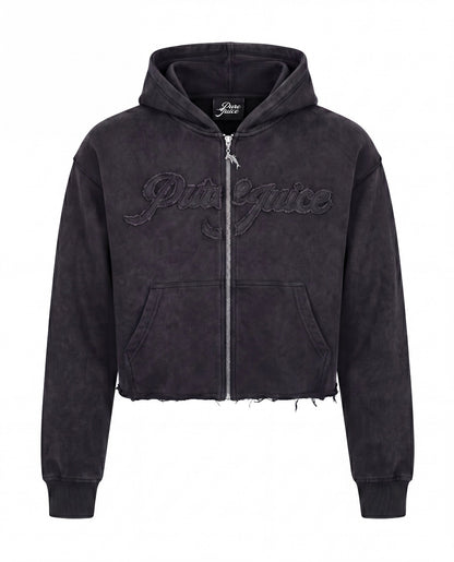 Black Ash Pure Compass Crop Zip Hoodie