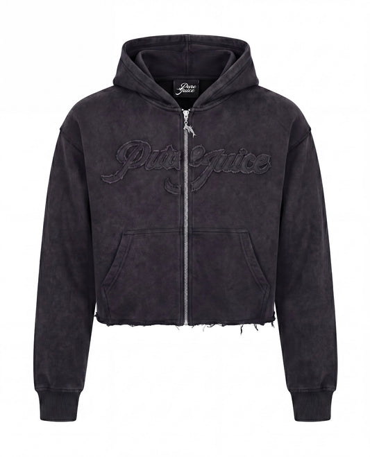 Black Ash Pure Compass Crop Zip Hoodie