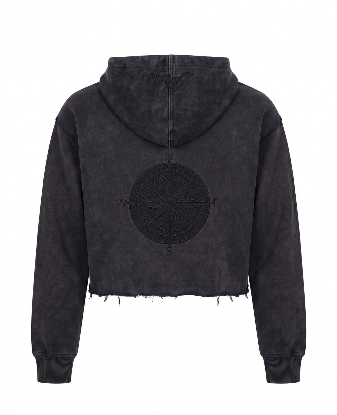 Black Ash Pure Compass Crop Zip Hoodie