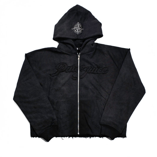 Black Acid Washed PURE COMPASS Tracksuit Hoodie (Men's) - Made To Order