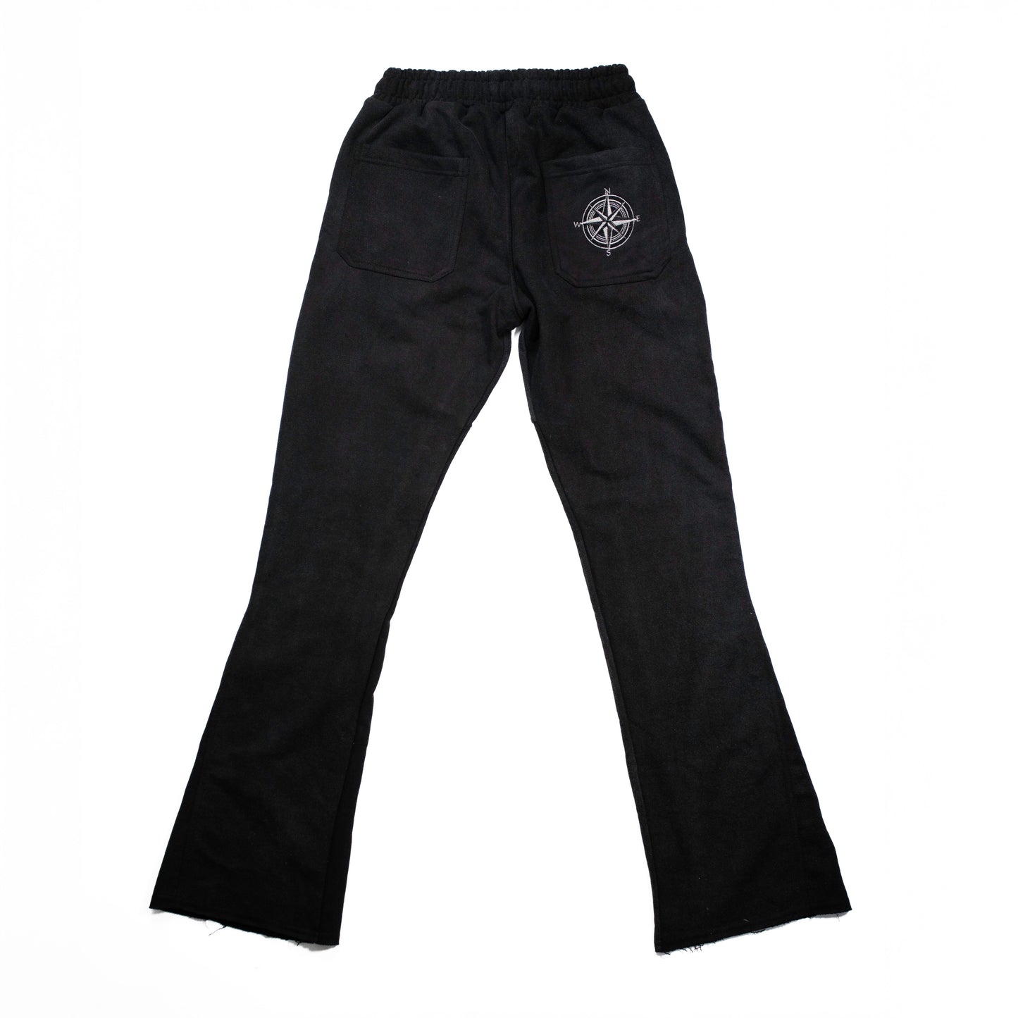 Black Acid Washed PURE COMPASS Tracksuit Bottoms (Men's) - Made To Order