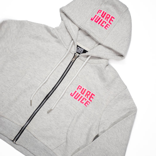 Women's Pure Bottom Tracksuit Cropped Hoodie - Light Grey