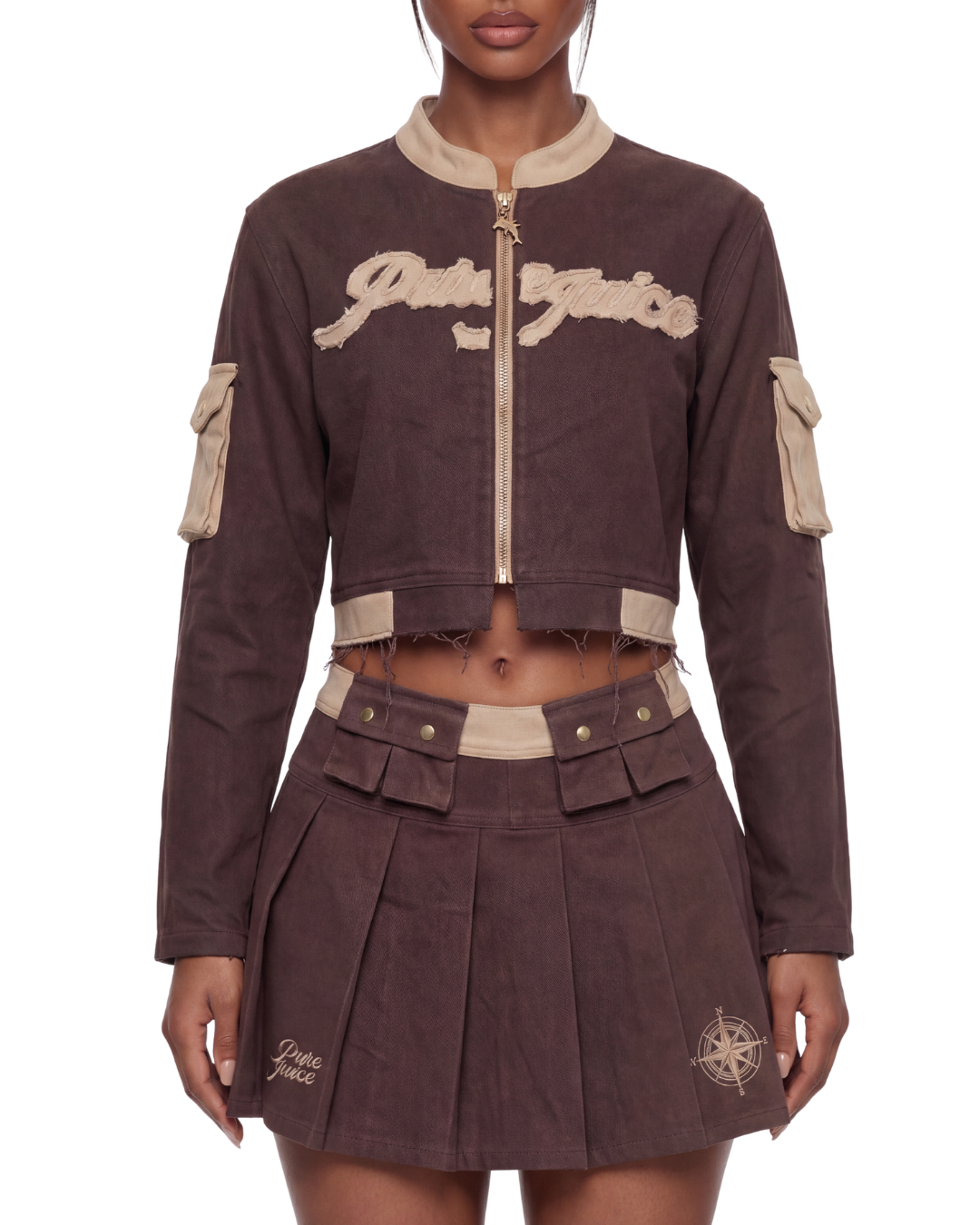 Mocha Brown Denim Compass Jacket - Made to order