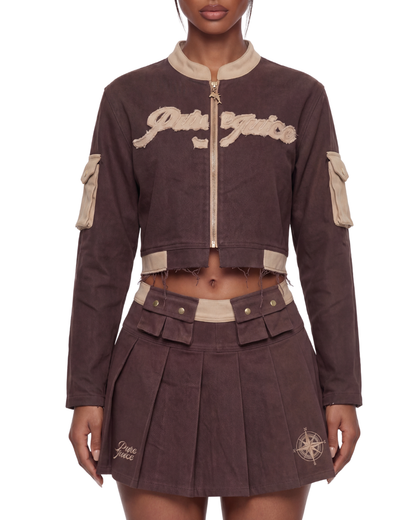 Mocha Brown Denim Compass Jacket - Made to order