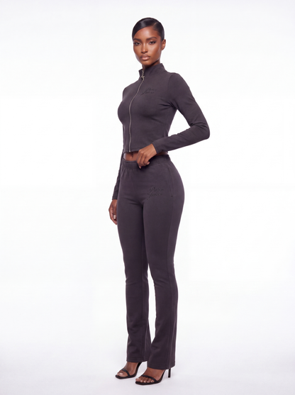 Charcoal Black Cropped Glove Top
